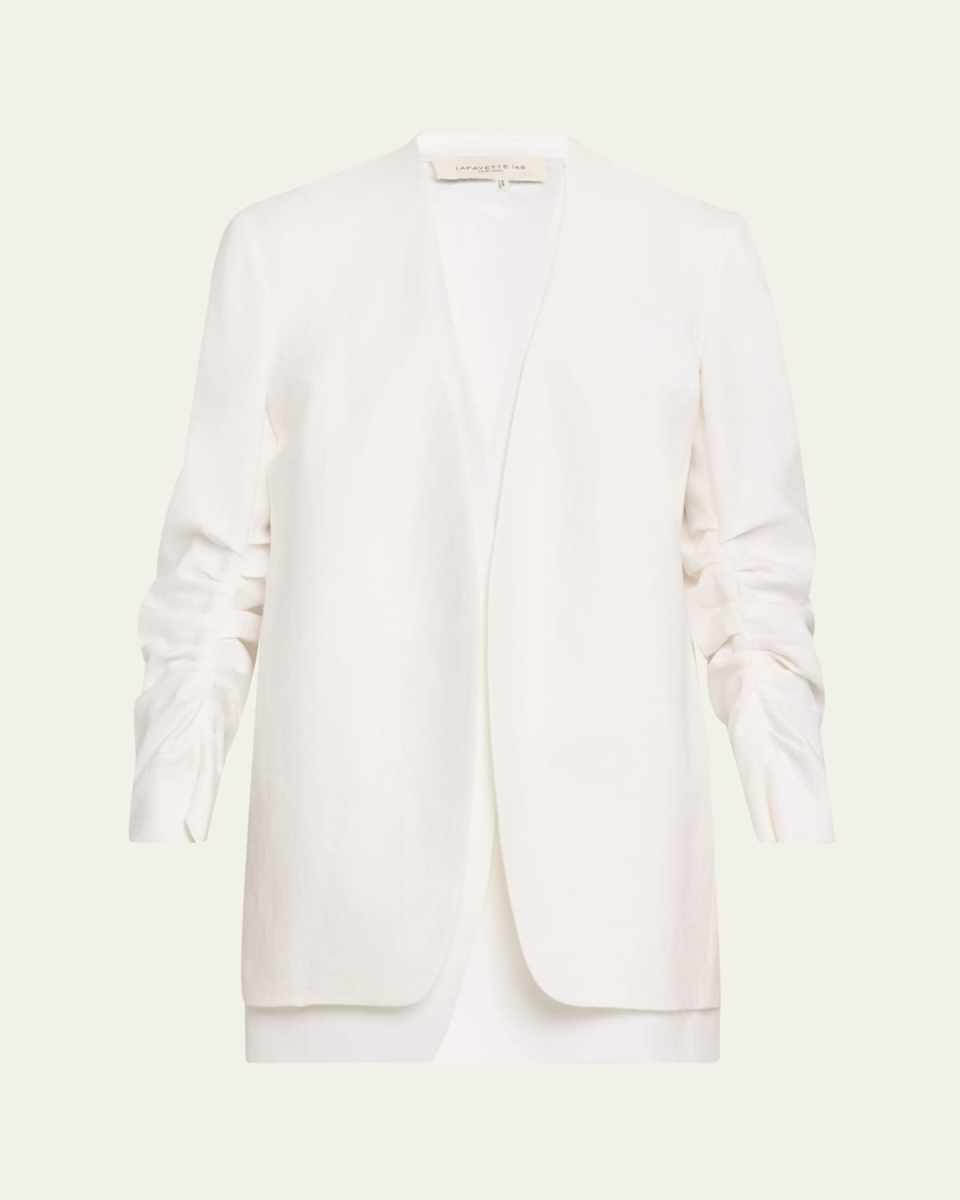 Layered Pleated-Sleeve Blazer
